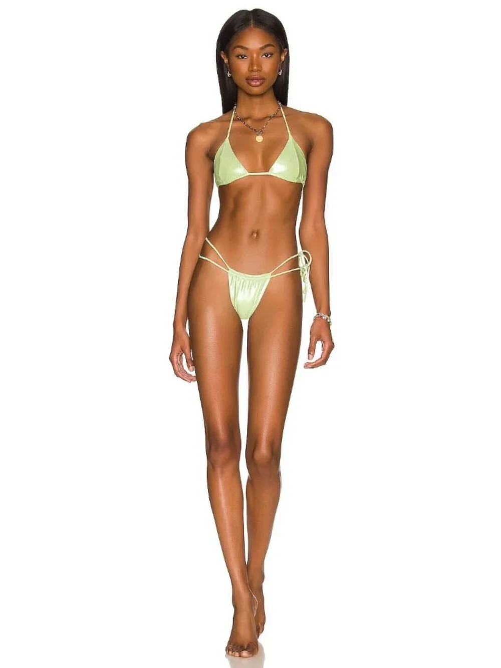 VDM Panama Bikini Bottom in Shimmer Lime